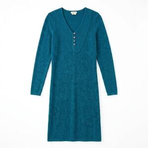 Royal Robbins Plush Fleece Henley Midi Dress Green Long Sleeve Womens Large
